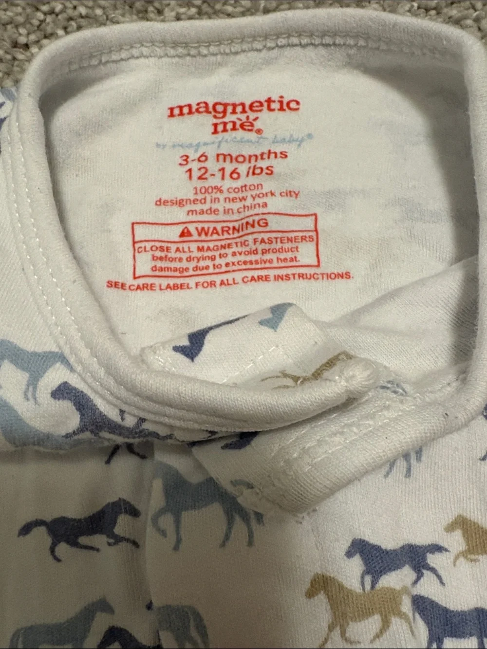 Magnetic Me infant horse sleeper 3-6 months
